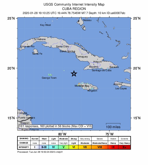     Un important séisme s'est produit entre Cuba et la Jamaïque 

