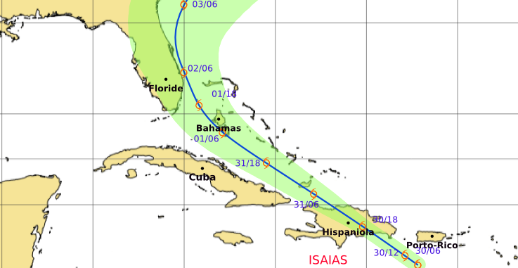     La tempête Isaias menace le Nord des Antilles 


