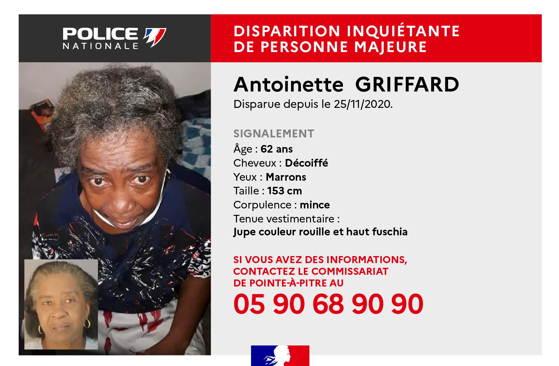     Appel à témoins : Antoinette Griffard demeure introuvable 

