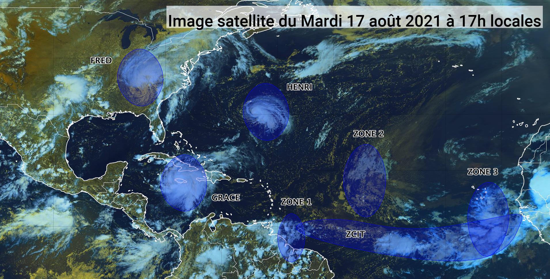      Trois ondes tropicales en cours en Atlantique (bulletin du 17/08/21)

