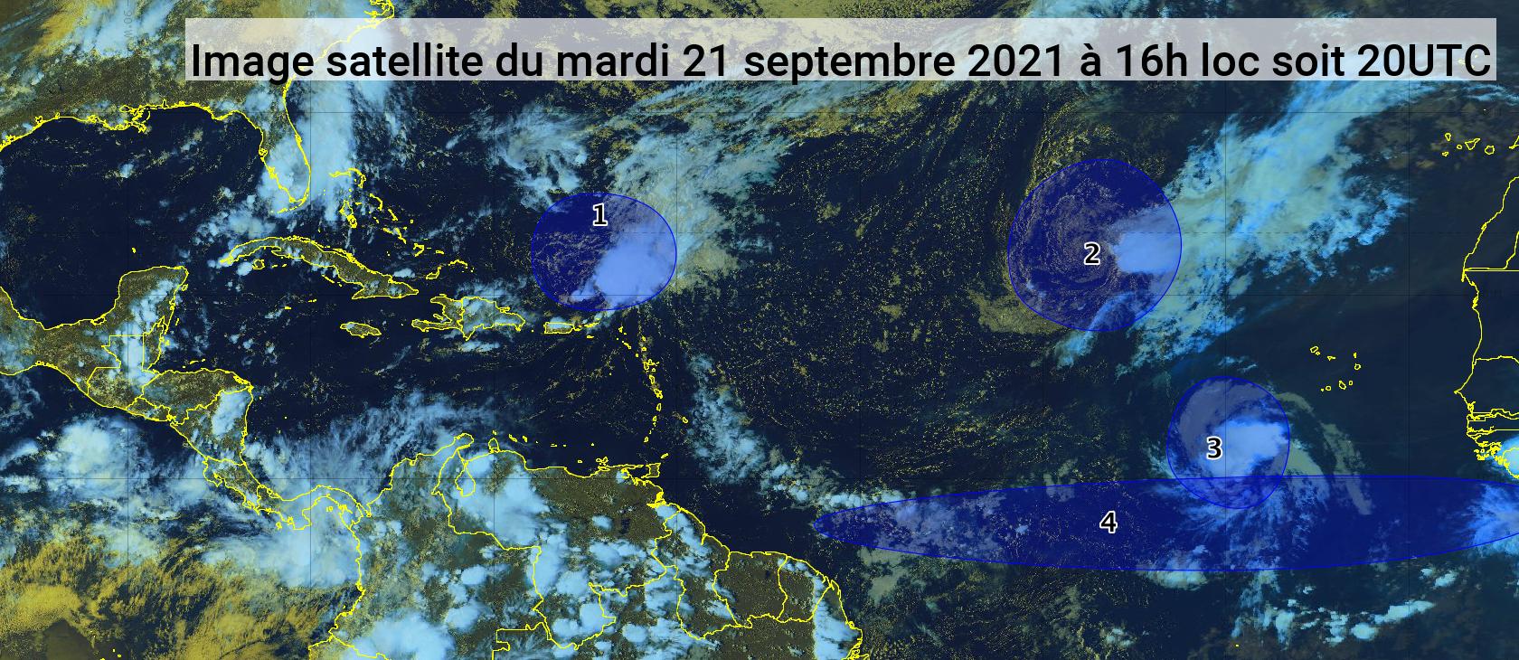     Deux phénomènes cycloniques et deux ondes tropicales dans l'Atlantique (bulletin du 21/09/21) 

