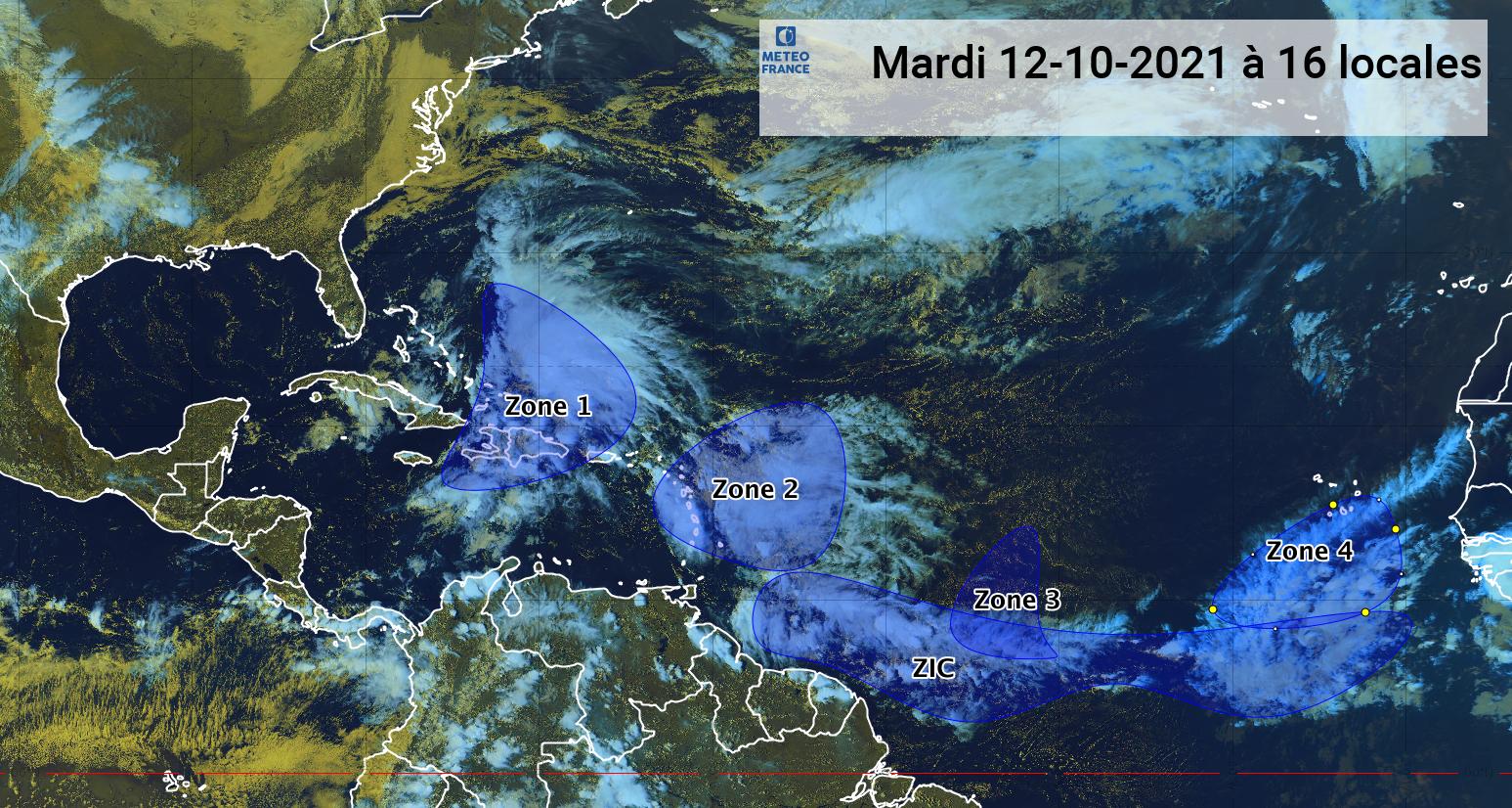     Trois ondes tropicales présentes dans l'Atlantique (bulletin du 12/10/21)

