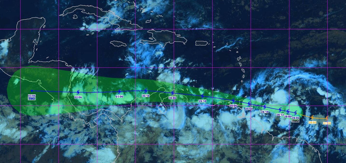     Un phénomène cyclonique potentiel aborde le sud de l'Arc Antillais ce mardi


