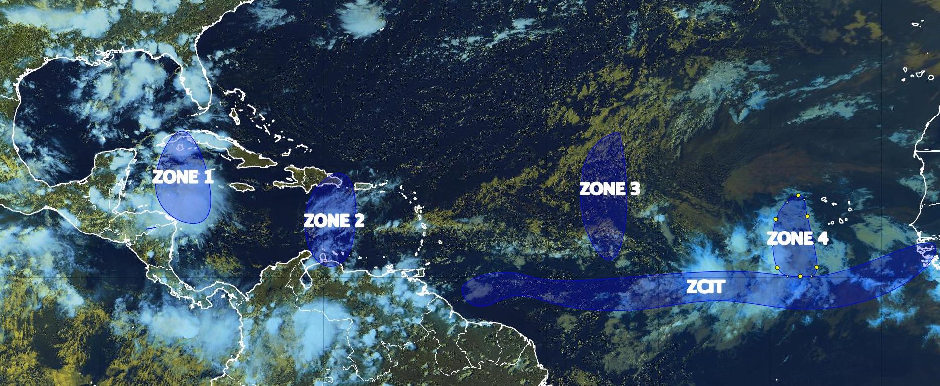    4 ondes tropicales en évolution sur nos bassins


