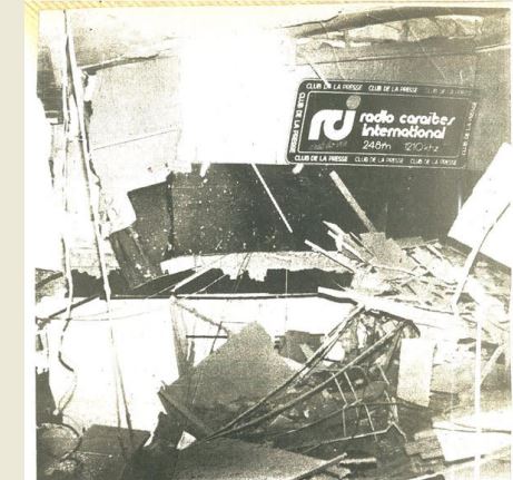 Les studios de RCI Guadeloupe après l'attentat à la tour Cécid à Pointe-à-Pitre