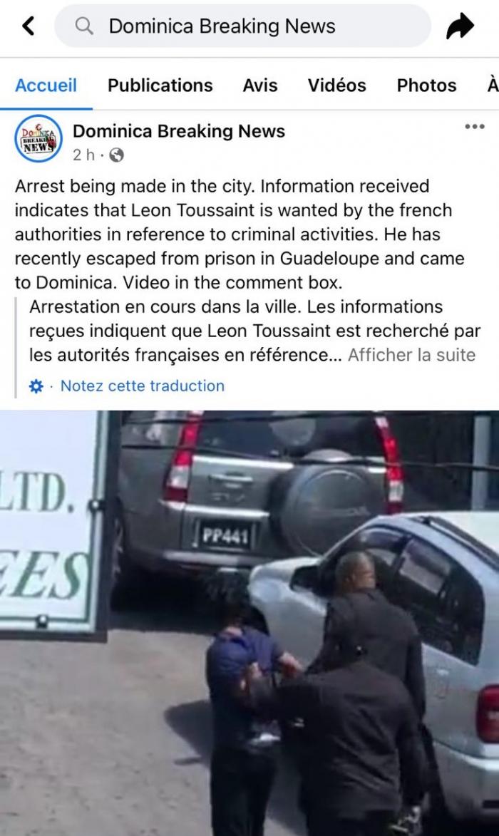 Dominica Breaking news : Leon Toussaint, le fugitif de Fond Sarail, arrêté