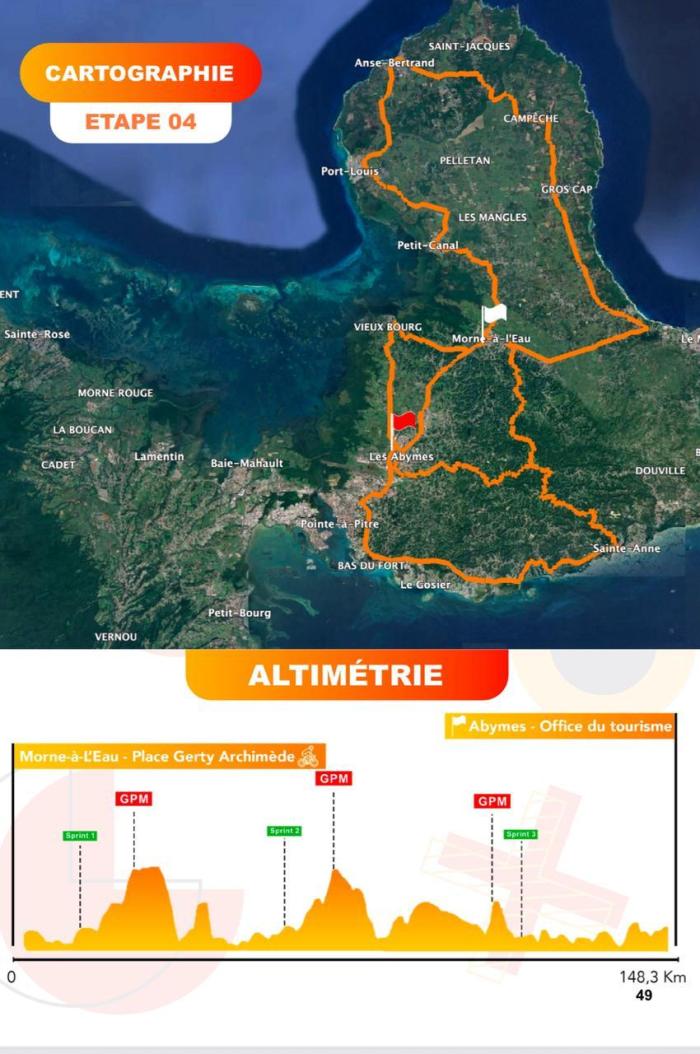 carte 4e étape du Tour de Guadeloupe