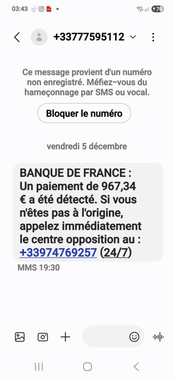 message escroquerie banque de france