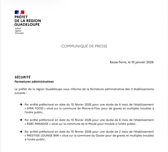 Fermeture de trois établissements pour trouble à l'ordre public