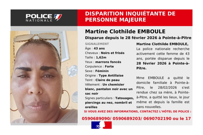 Disparition Martine Clothilde Emboule