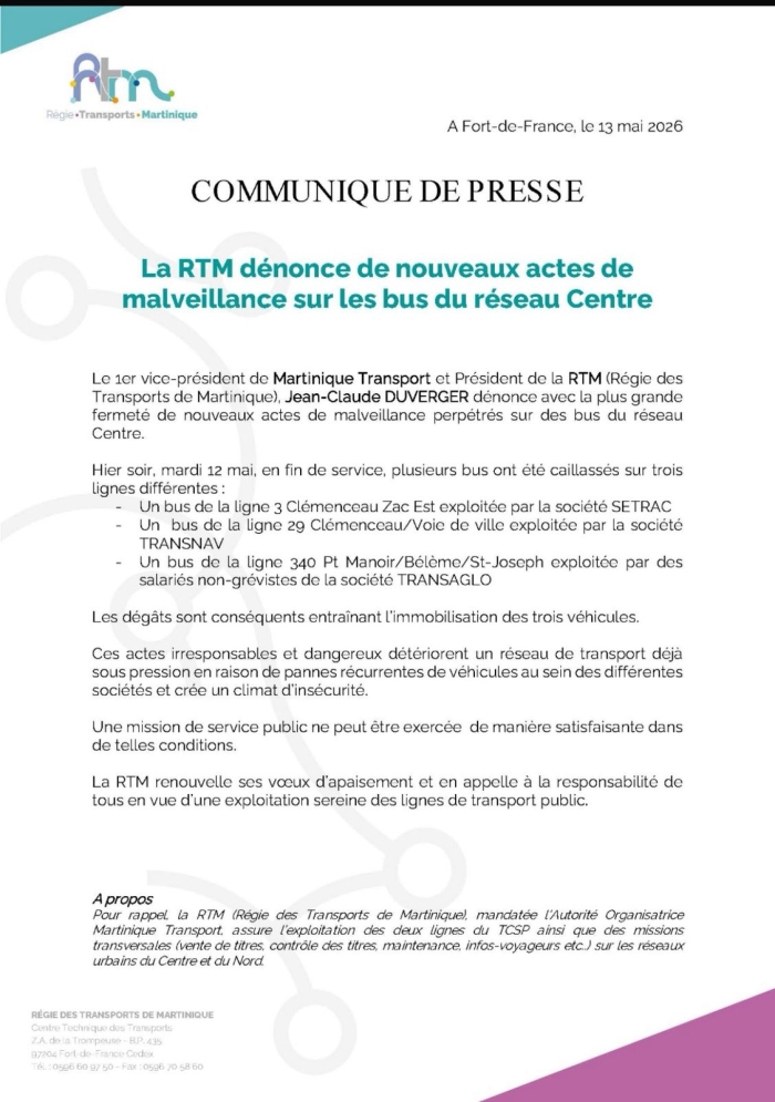 communiqué RTM