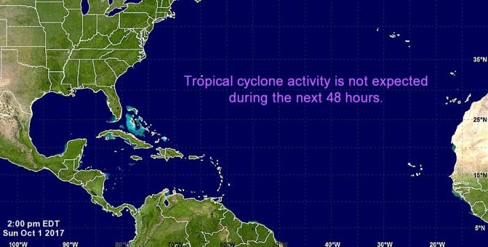     L'Atlantique vide de perturbations cycloniques pendant les prochaines 48 heures au moins

