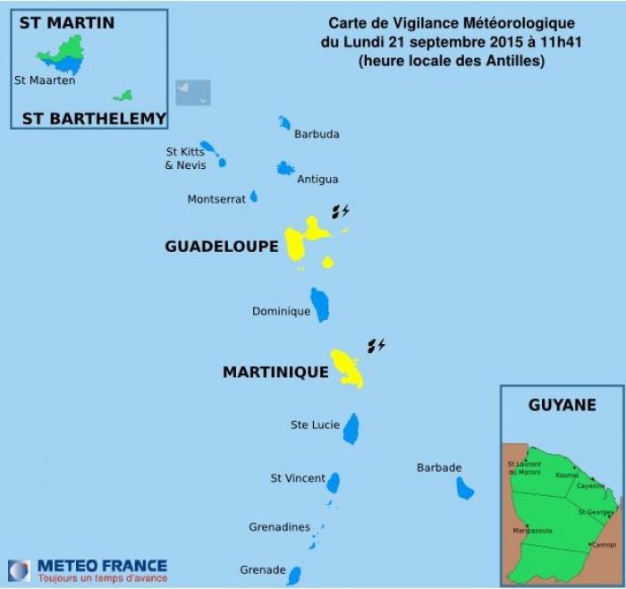     La Guadeloupe a été placée en vigilance jaune 

