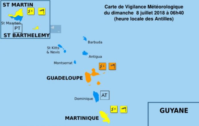     La Guadeloupe en vigilance orange "fortes pluies et orages" et "vents violents"

