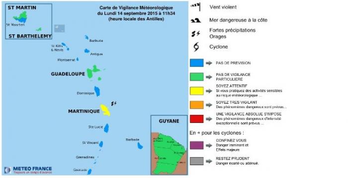     La Martinique placée en vigilance jaune 

