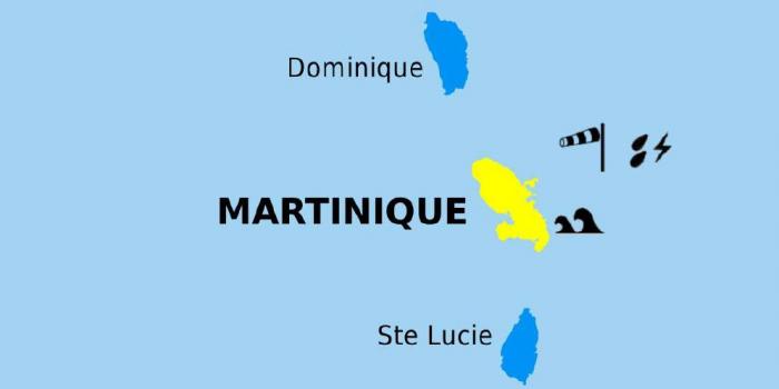     Retour en vigilance jaune pour la Martinique pour mer dangereuse à la côte,  vent fort et fortes pluies orageuses

