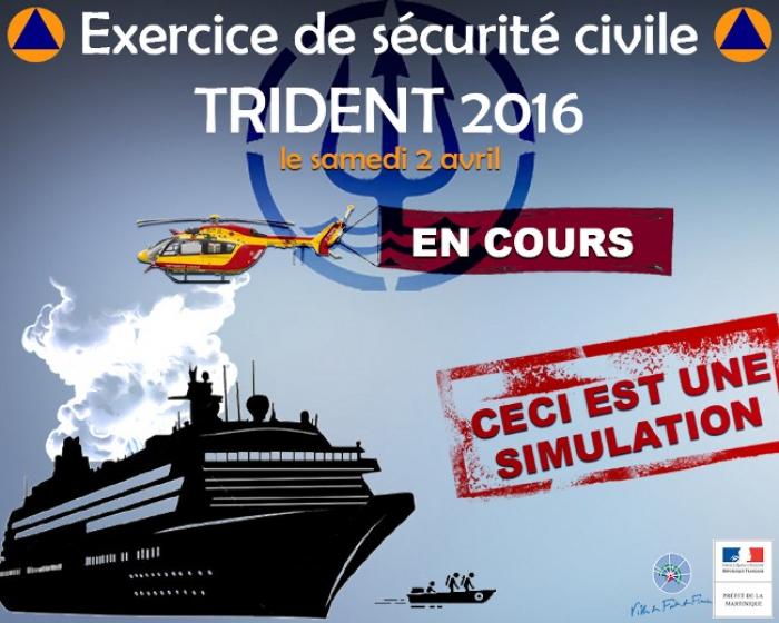    Trident 2016 : simulation d'une avarie sur un navire de croisière au large de la baie de Fort-de-France

