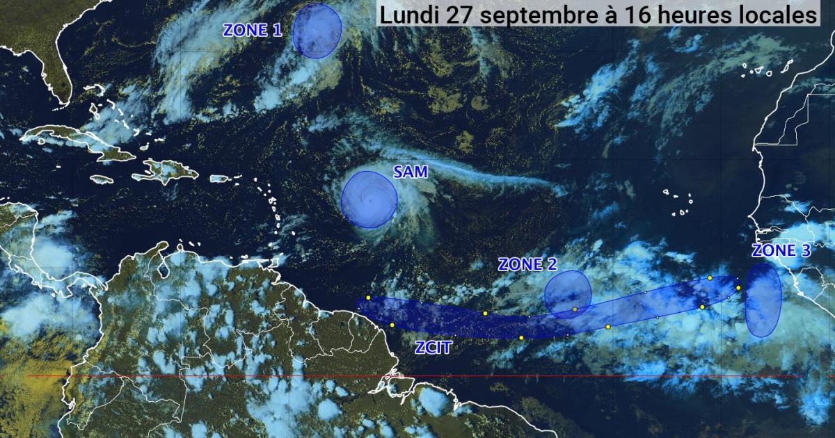     L'ouragan Sam rétrogradé en catégorie 3 (bulletin du 27/09/21) 

