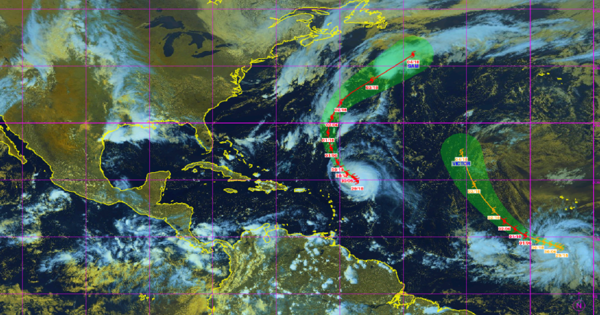     L'ouragan Sam continue sa route vers le nord-ouest, la tempête tropicale Victor se forme (bulletin du 29/09/21)

