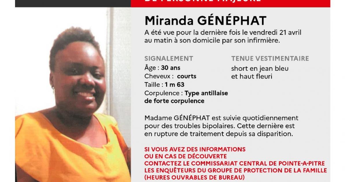     Appel à témoins : avez-vous vu Miranda Généphat ?

