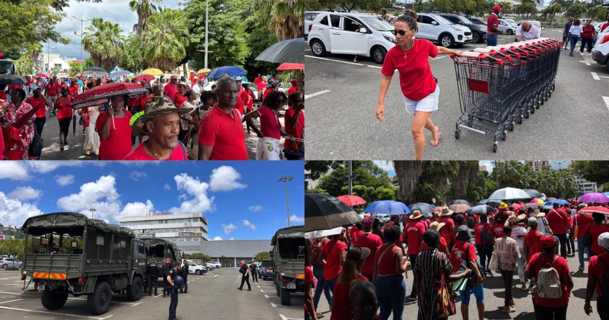     [EN IMAGES] Vie chère : manifestions à Fort-de-France et mobilisation du RPPRAC à Carrefour Dillon

