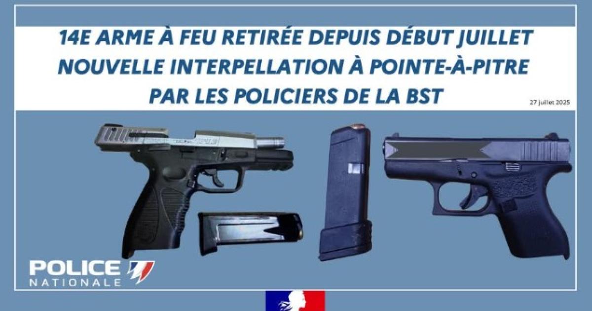     Deux armes à feu et des stupéfiants saisis lors d’un contrôle à Pointe-à-Pitre

