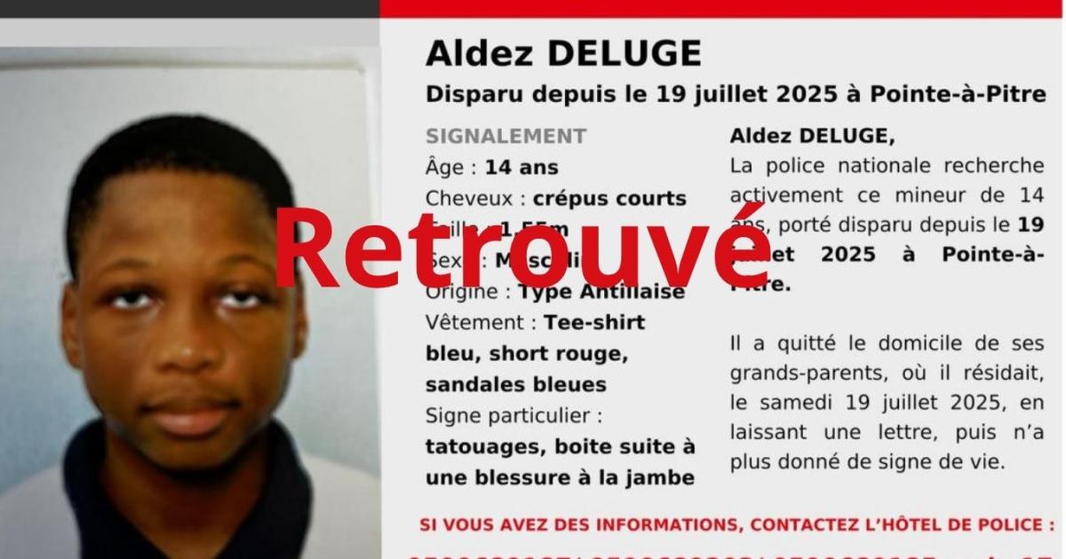     Porté disparu à Pointe-à-Pitre, Aldez Deluge, 14 ans, a été retrouvé 

