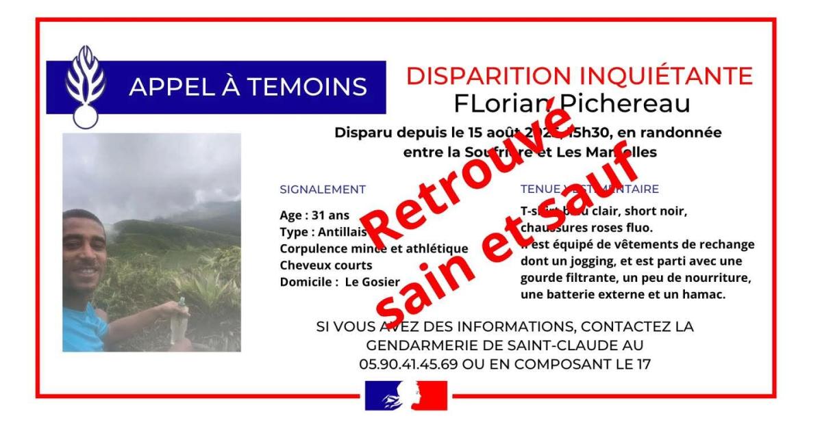      Porté disparu lors d’une randonnée, Florian Pichereau retrouvé sain et sauf


