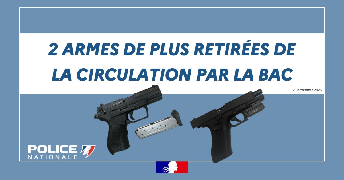     Quatre individus placés en garde à vue après la découverte de deux armes à feu dans un véhicule

