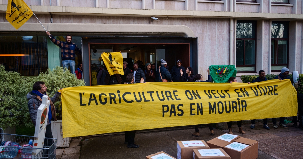     Des agriculteurs ultramarins interpellés lors d'une manifestation devant le ministère de l'Agriculture à Paris


