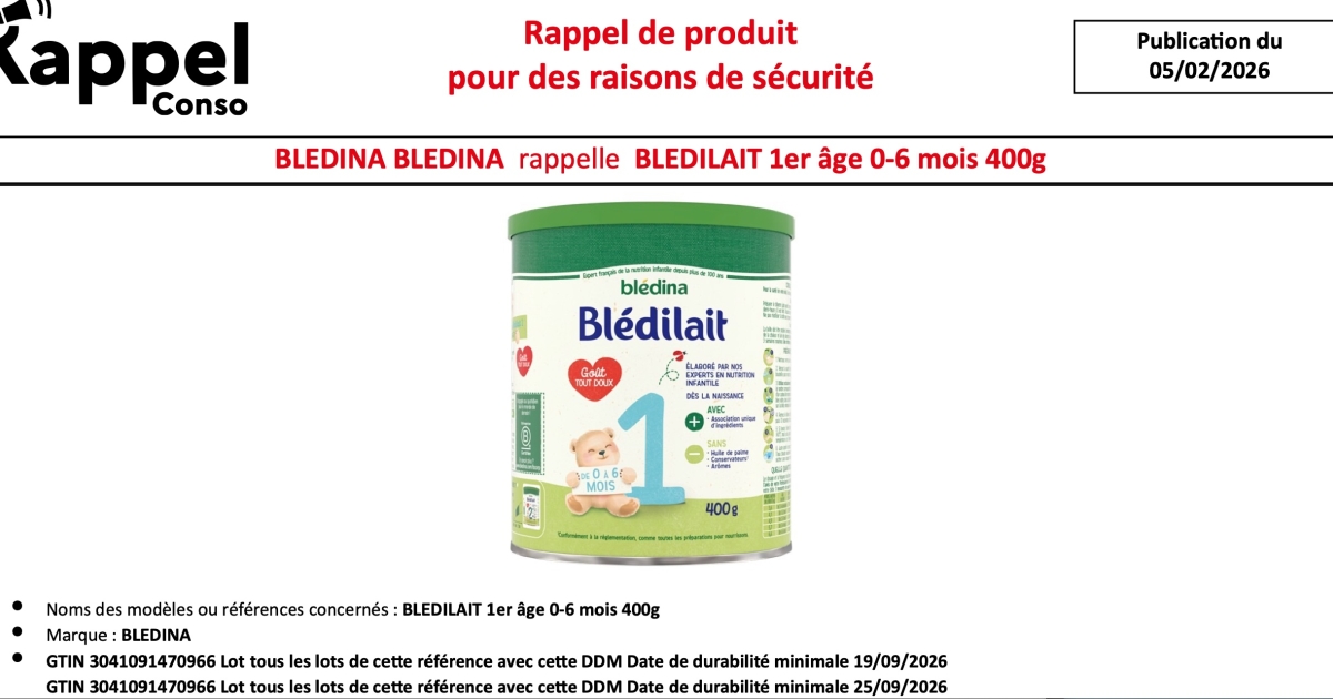    Rappel de lait infantile : des lots uniquement vendus en Outre-mer concernés

