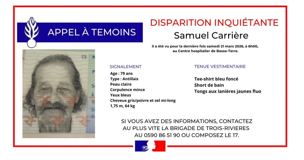     Samuel Carrière a été retrouvé à Basse-Terre sain et sauf

