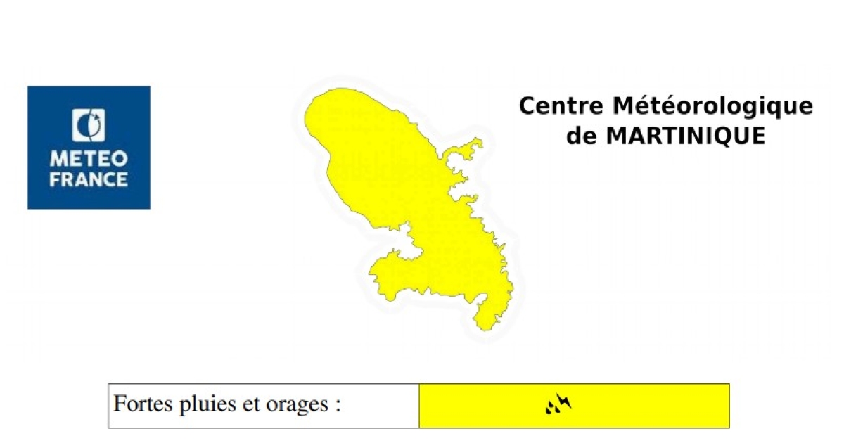 Après une nuit en orange, la Martinique de retour en vigilance jaune ce jeudi matin