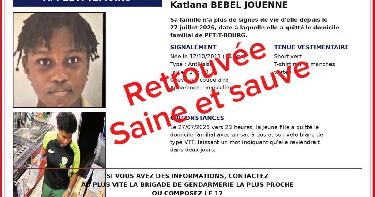     Katiana Bebel Jouenne, 14 ans, a été retrouvée

